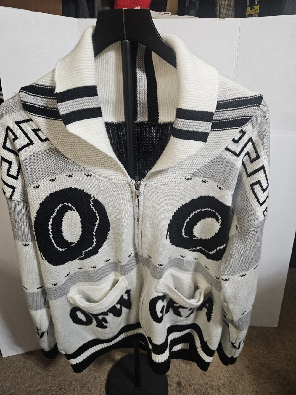 Odd Future (OFWGKTA) Donut Greek Key Zip Up Cardigan XL